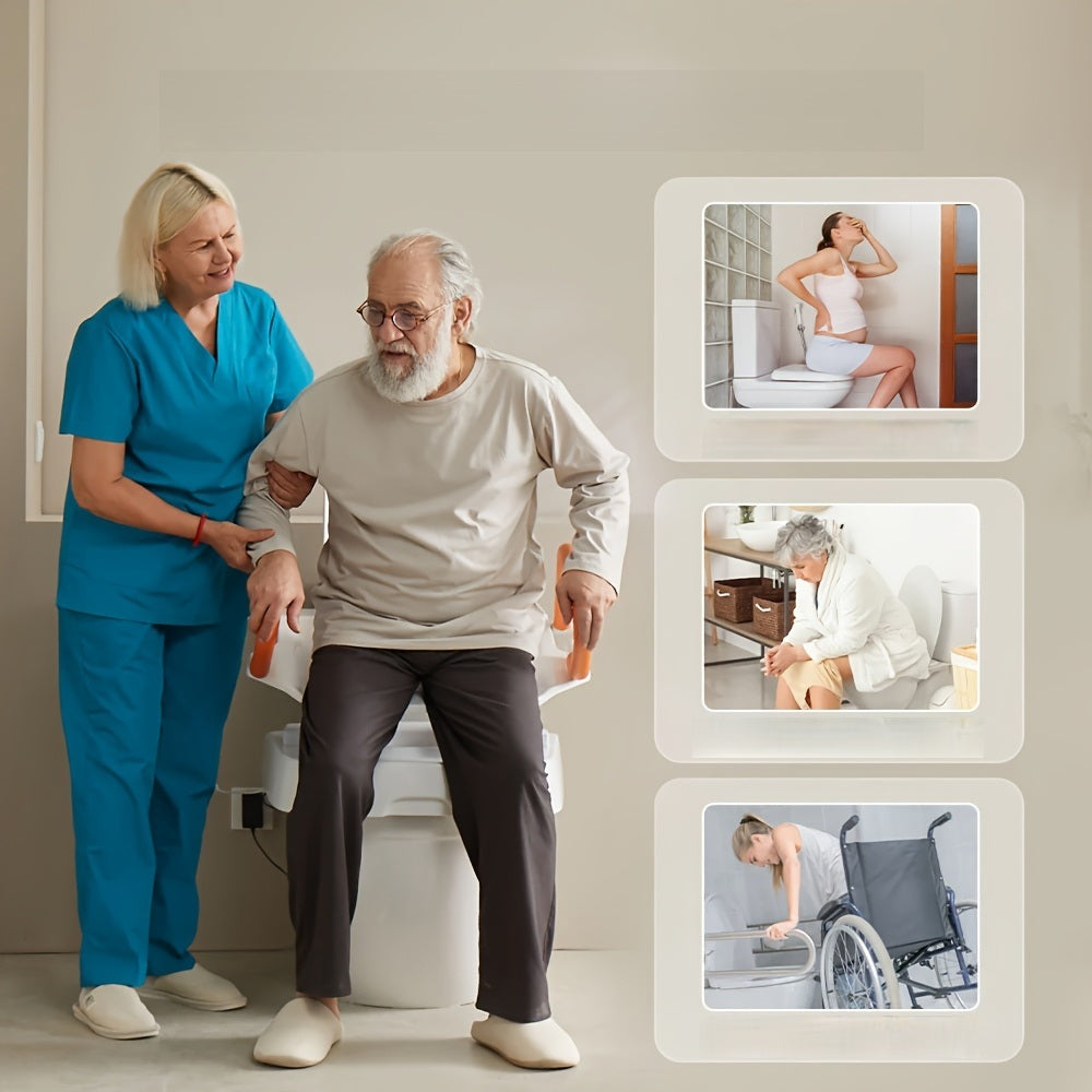 Electric Toilet Seat Lift – Powered Raised Toilet Seat Riser with Handles for Elderly and Disabled, Durable Support up to 330lbs