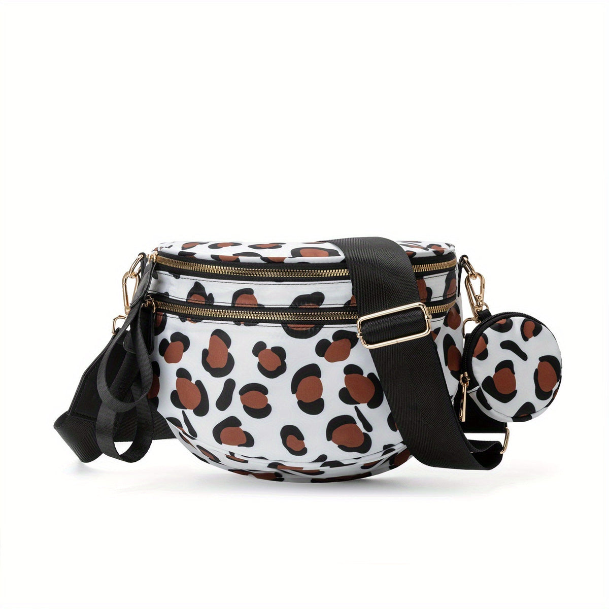 Trendy Shell Shoulder Bag – Lightweight Crossbody Bag with Black & White Grid Design, Outdoor Sports Handbag
