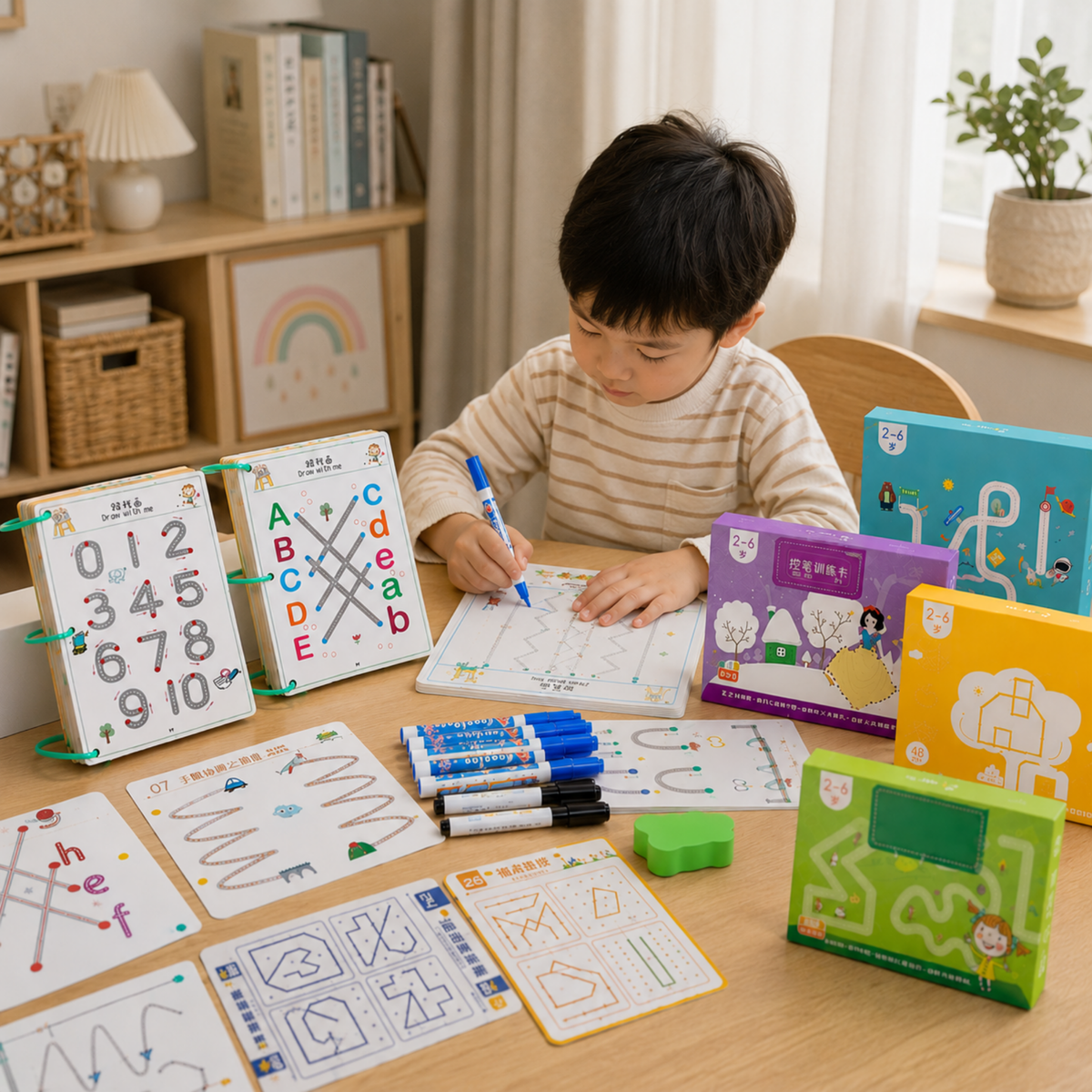 Magic Tracing Workbook Set – Reusable Montessori Practice Copybook for Kids Writing and Drawing Skill Development