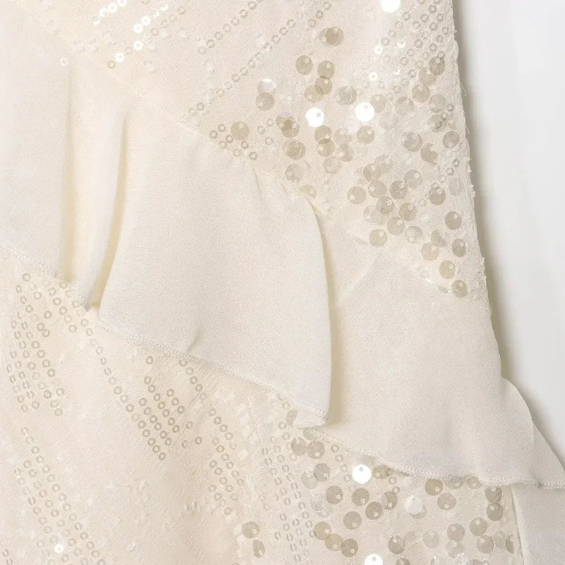 Women’s Tiered Sequin Cami Dress – Chic Backless Mini Dress for Fall Evening & Club Parties