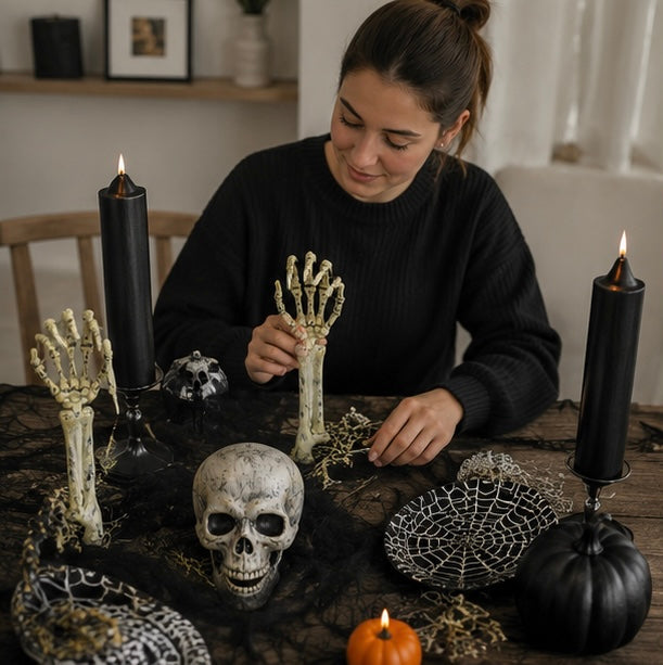 Halloween Skeleton Hand Props – Realistic Plastic Human Bone Decorations for Garden, Patio, Outdoor Lawn, and Haunted Party Displays