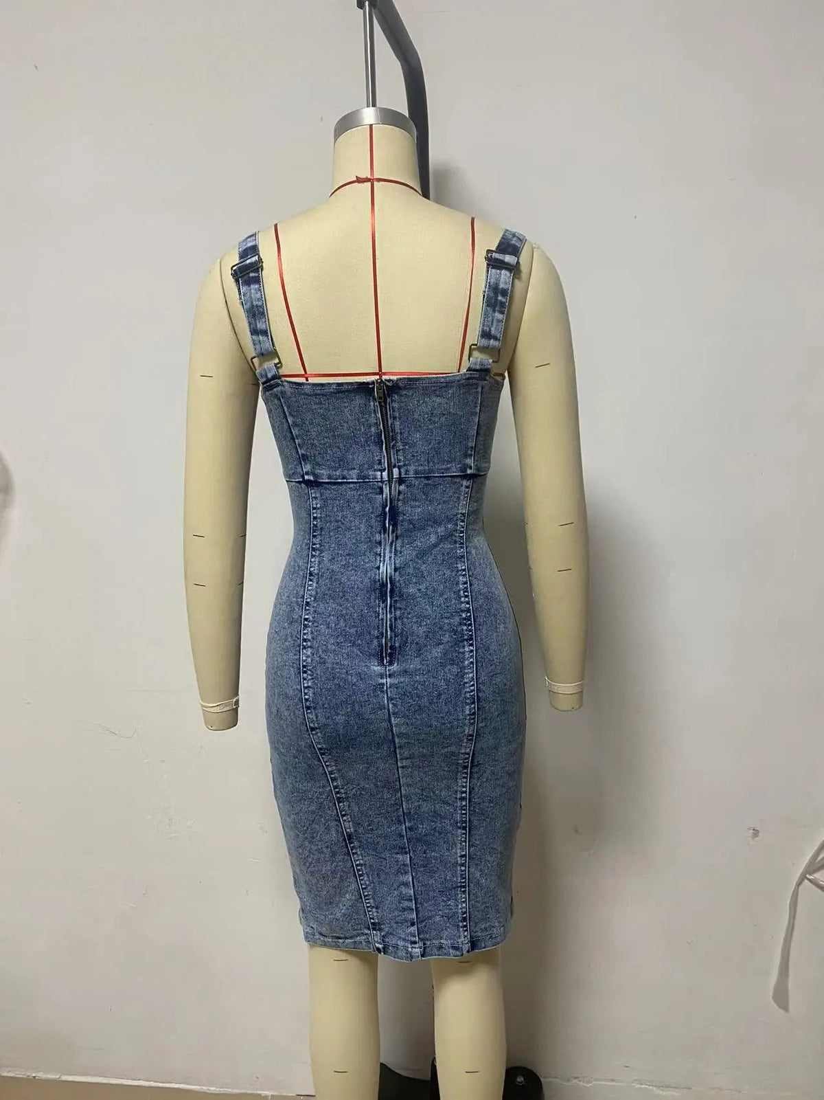 Sexy U-Neck Denim Tube Top Dress – Slim-Fit Bodycon Slit Dress for Trendy Streetwear & Summer Party Looks