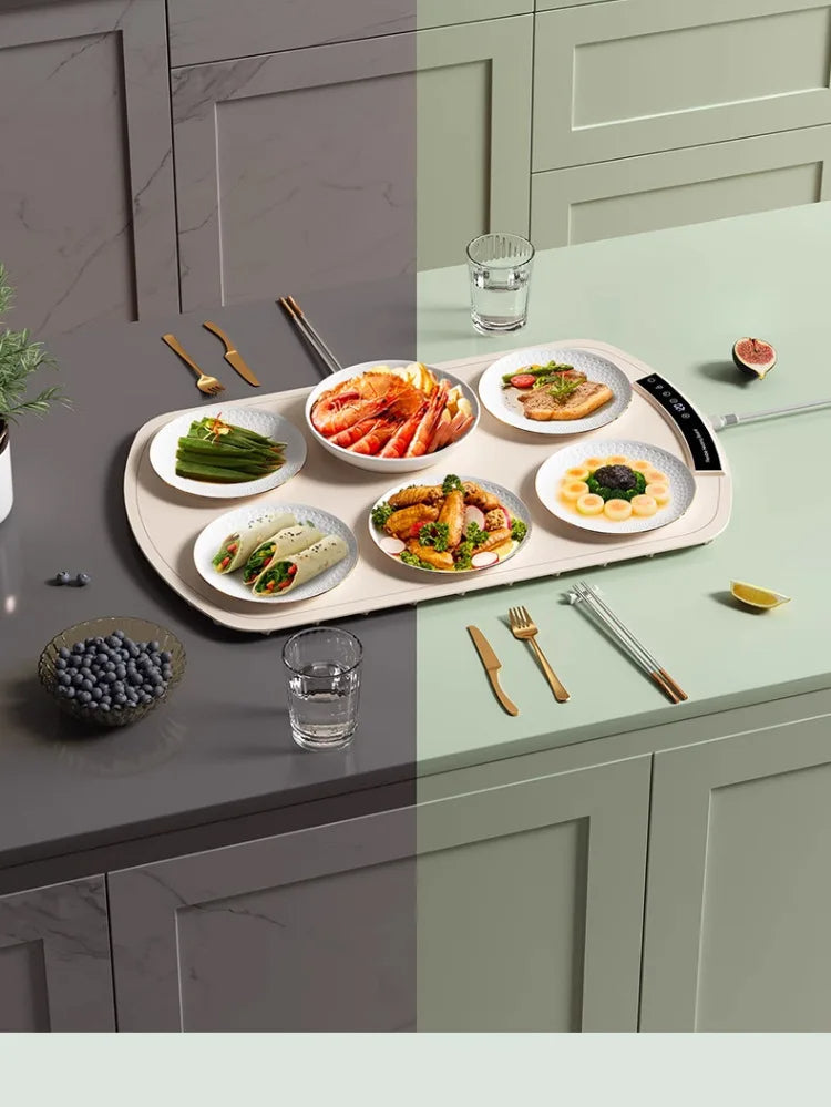 Electric Warming Mat for Food – Foldable Silicone Hot Plate Tray with 3 Temp Settings, Full Surface Heating & Auto Shut-Off for Buffets, Parties, and Family Dinners