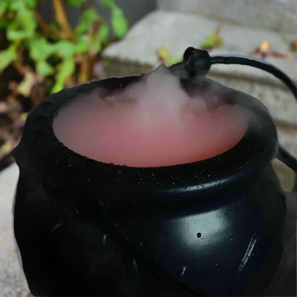 Witch Cauldron Fog Machine – Halloween Mist Maker Fogger, 12 Color-Changing LED Water Fountain Prop for DIY Haunted House & Party
