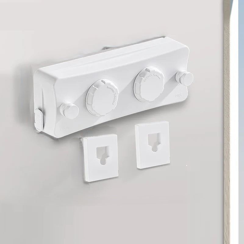 No Drill Retractable Clothesline - Indoor Drying Line with Double Rope Design, Space Saving Laundry Solution for Home