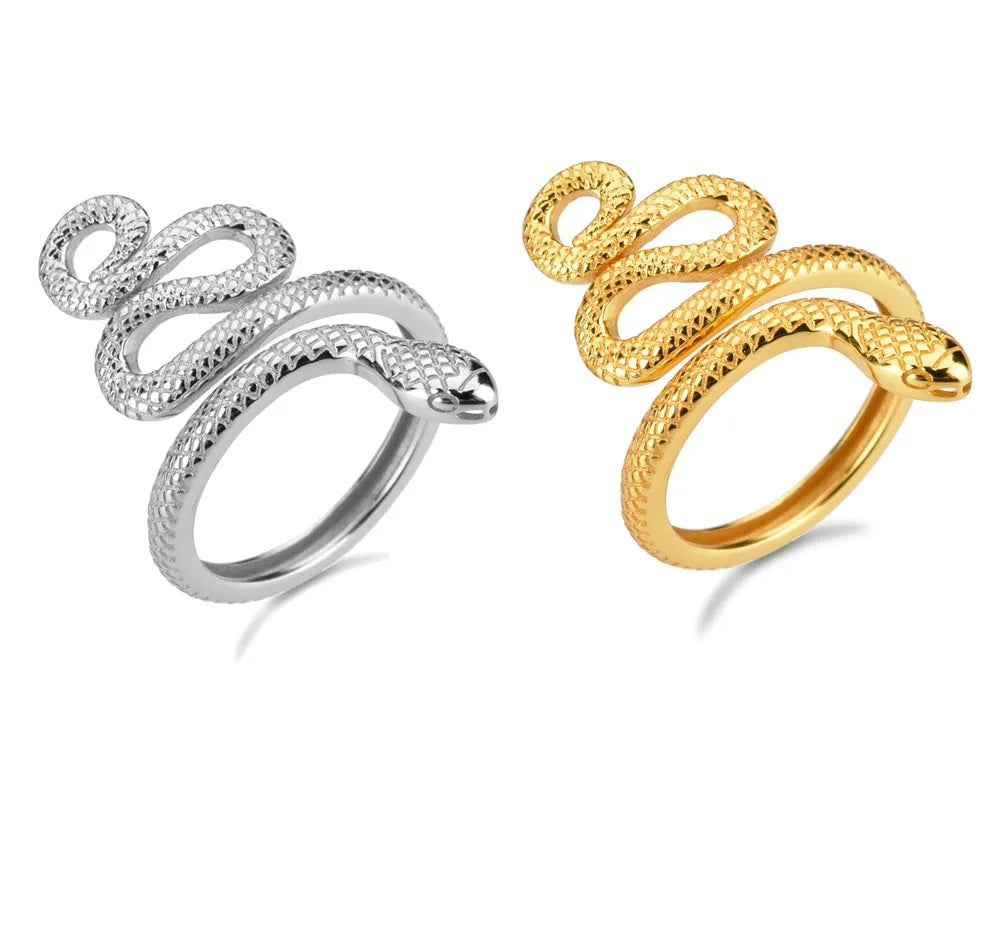 Sterling Silver Adjustable Snake Ring – 925 Silver Rock Punk Resizable Luxury Long Statement Ring for Bold, High-Quality Fashion Jewelry