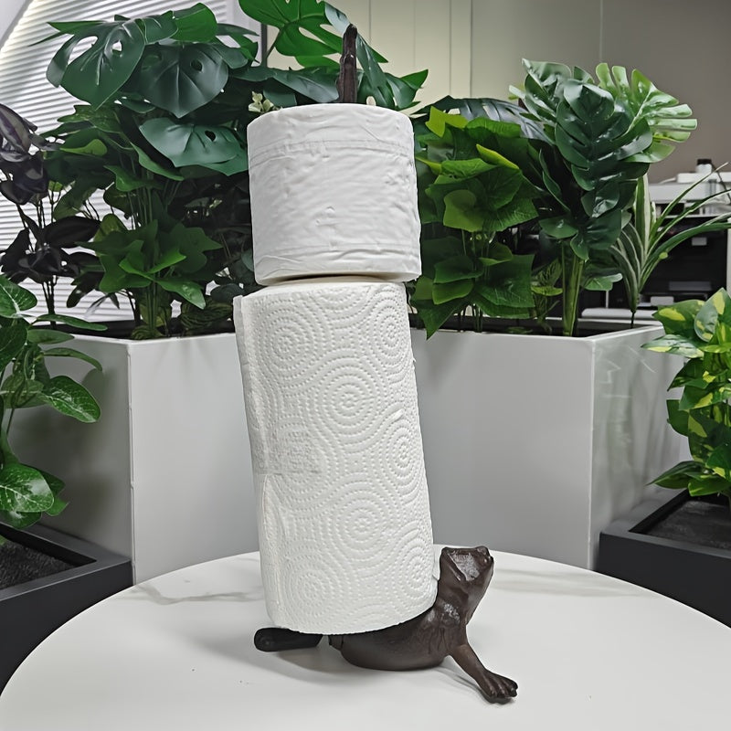 Rustic Frog Towel Holder – American Style Hand Towel Stand, Freestanding Toilet Paper Rack with Decorative Country Charm