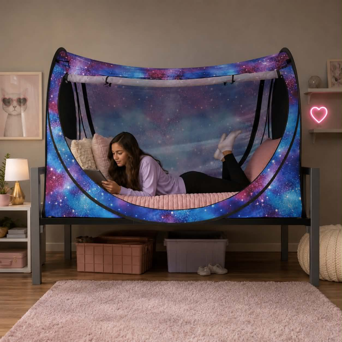 Twin Size Eclipse Bed Tent – Portable Privacy Drapes for Better Sleep and Light Blocking Comfort in Shared Rooms or Dormitory Settings