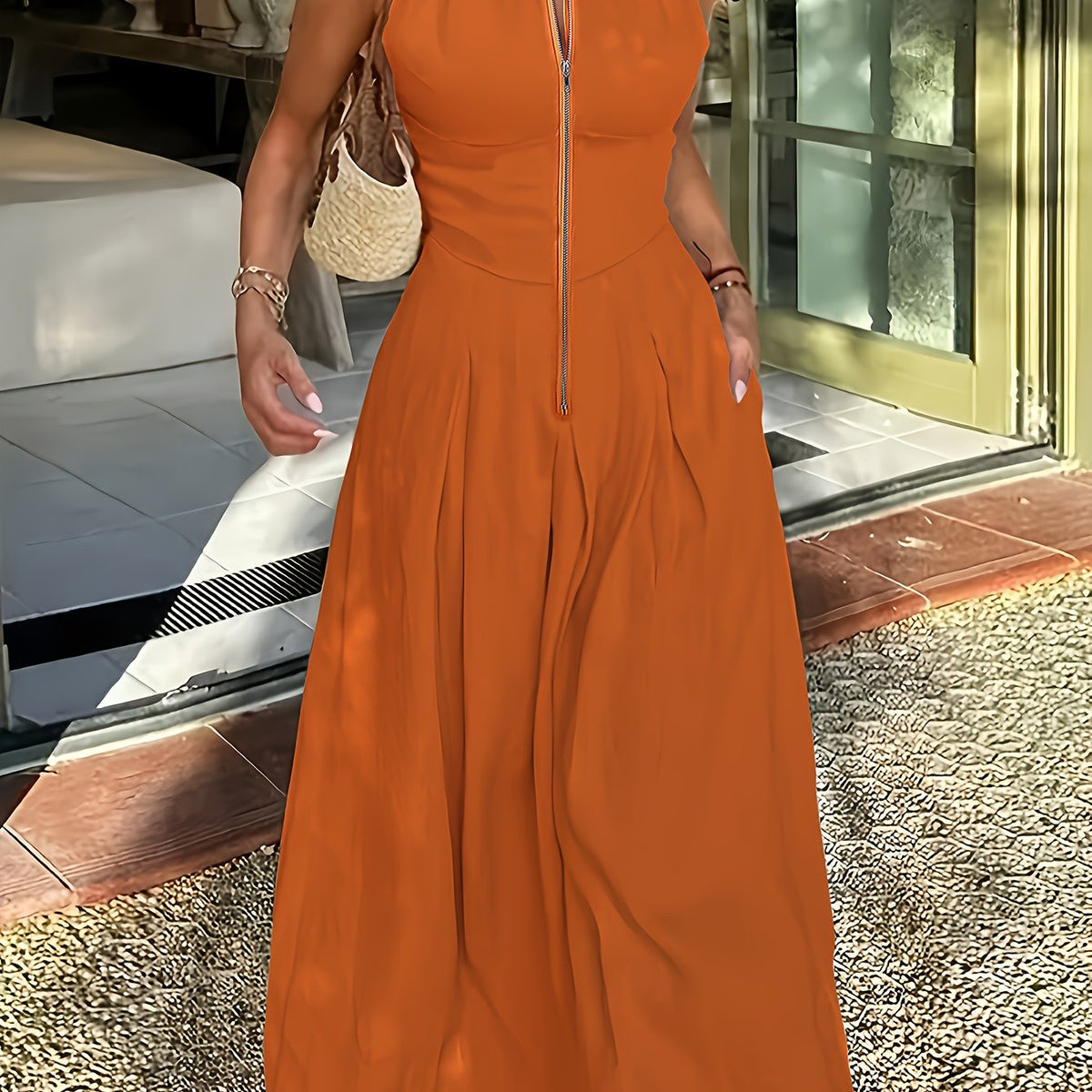 Women’s Long Maxi Dress – Sleeveless Polyester Summer Dress for Casual or Formal Occasions, Lightweight and Stylishly Comfortable