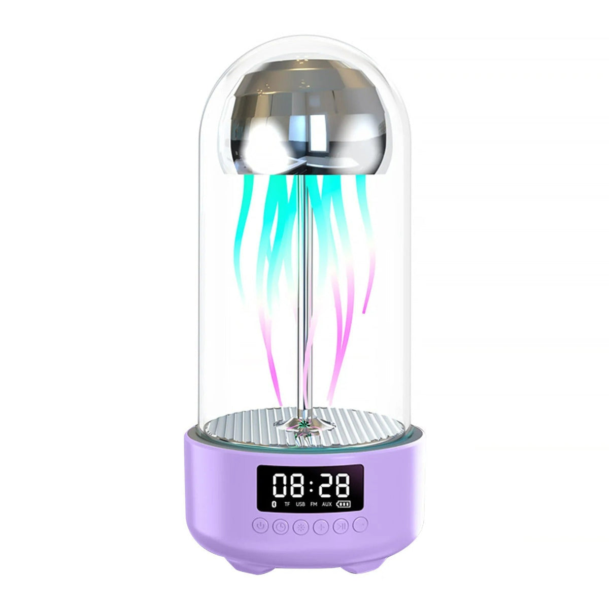 Jellyfish Lamp with Clock - 3-in-1 Luminous Portable Stereo, Smart Decoration Bluetooth Speaker