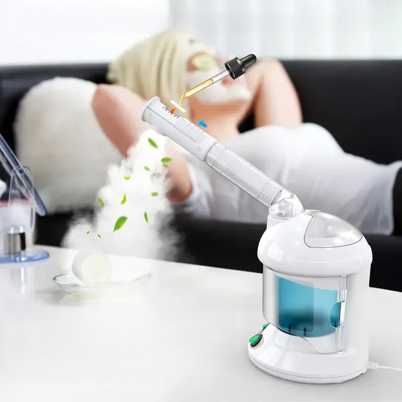 Nano Ionic Facial Steamer with Rotating Arm – Deep Pore-Cleansing Spa System with Skin Tools for Home or Salon Skincare Sessions