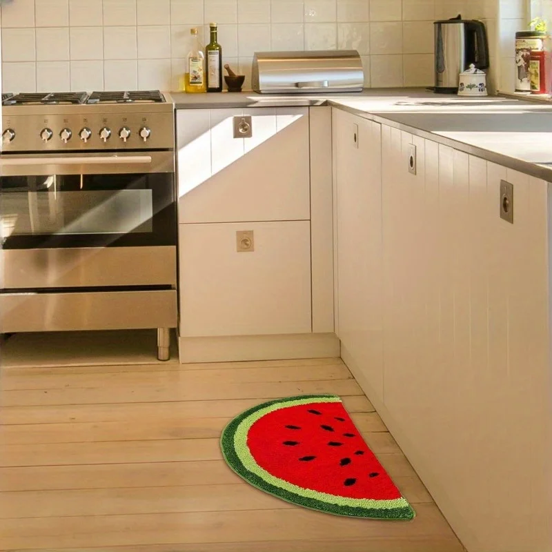 Fruit Pattern Door Rug – Half-Round Absorbent & Non-Slip Rug for Home Decor