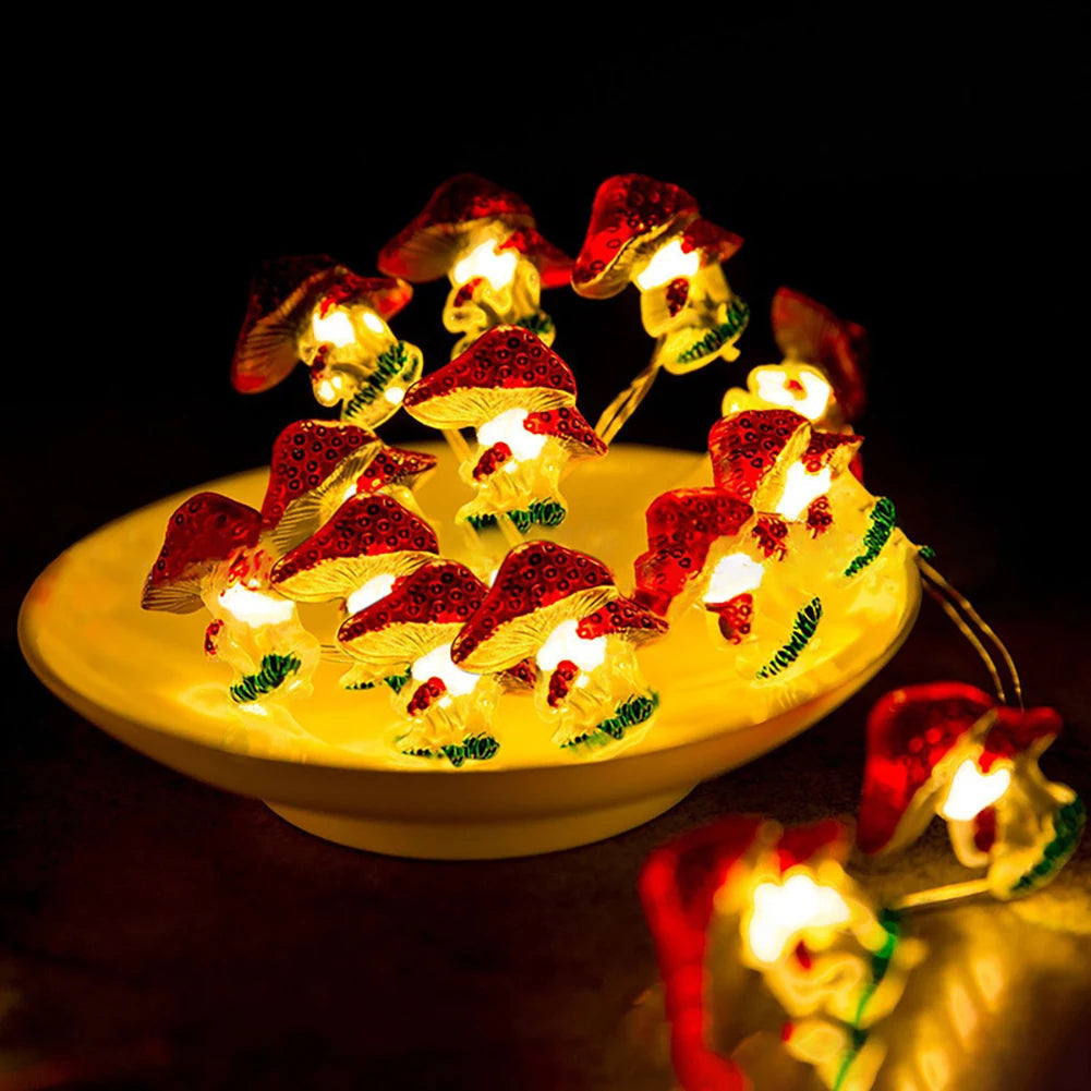 Mushroom Copper Wire String Lights – Enchanting LED Decorative Holiday Lights for Easter, Christmas, and Cozy Seasonal Home Ambience