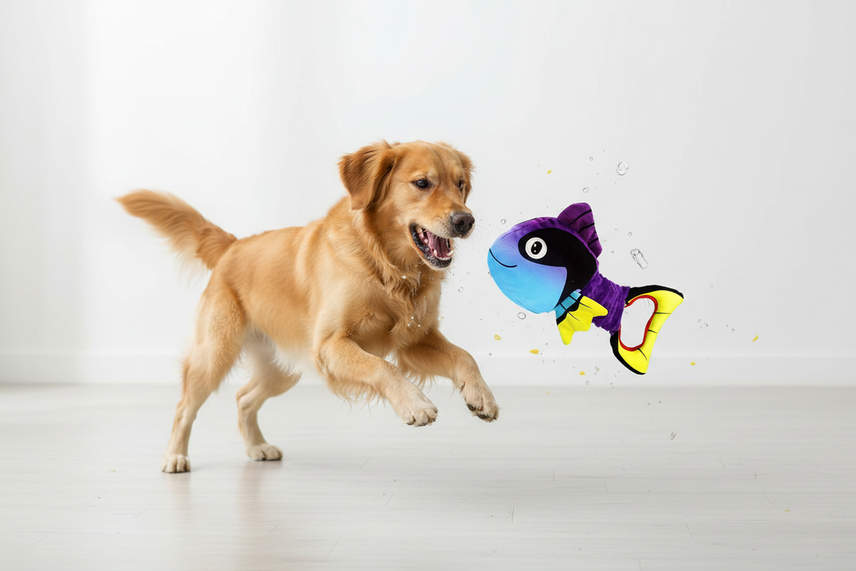 Interactive Squeaky Clownfish Dog Toy – Durable Plush Tug & Chew Toy for Small and Large Dogs with Fun Sound Effects for Play & Training