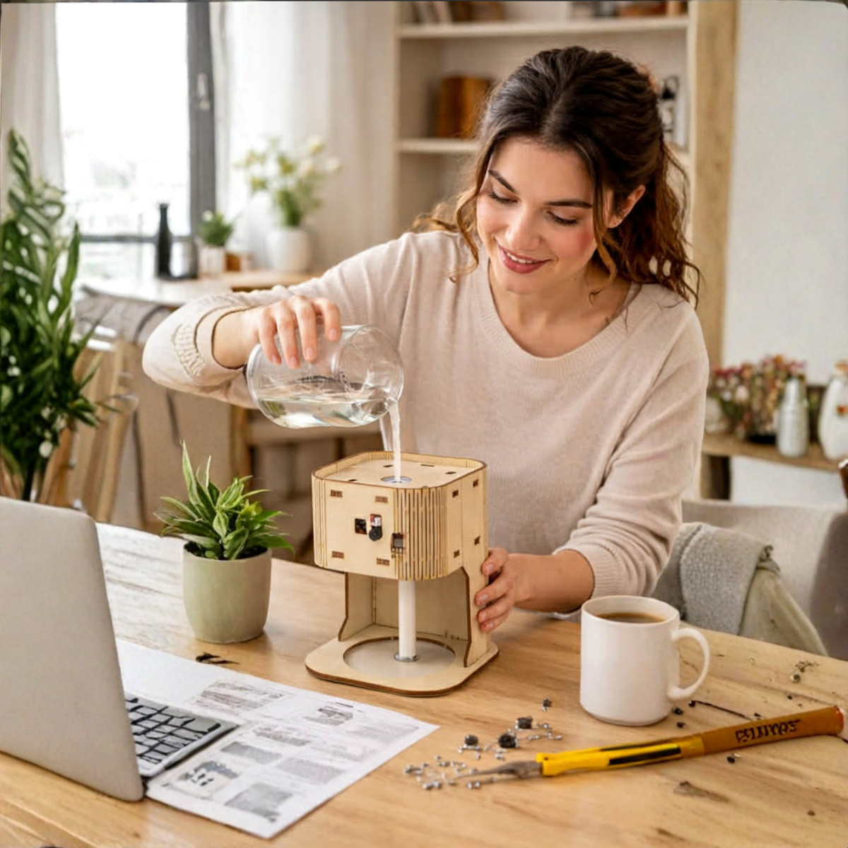 DIY Scientific Experiment Humidifier Model Kit – Handmade Wooden STEM Science Teaching Aid for Children Educational Projects