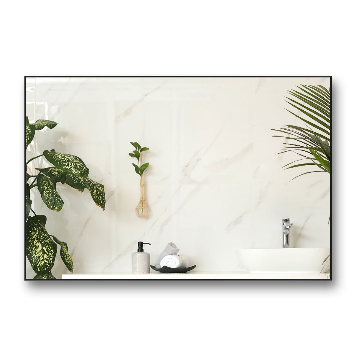 Modern Bathroom Mirror with Storage Rack Rectangular Mirror Bathroom Living Room Bedroom Hanging Mirror (40x30 Inch)