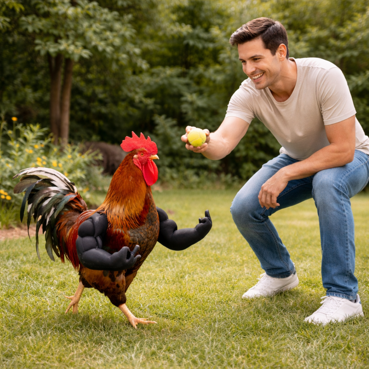 Funny Fighting Chicken Arms Toy – Artificial Muscle Arms Costume Accessory for Pigeon Hen Novelty Farmyard Entertainment Prop.