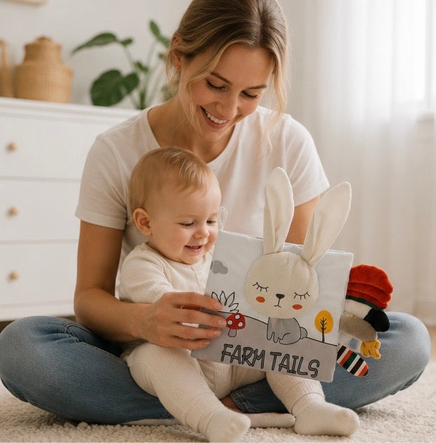 Crinkle Cloth Baby Book - Touch and Feel Sensory Learning Toy for Early Education, Stroller Play and Cognitive Growth