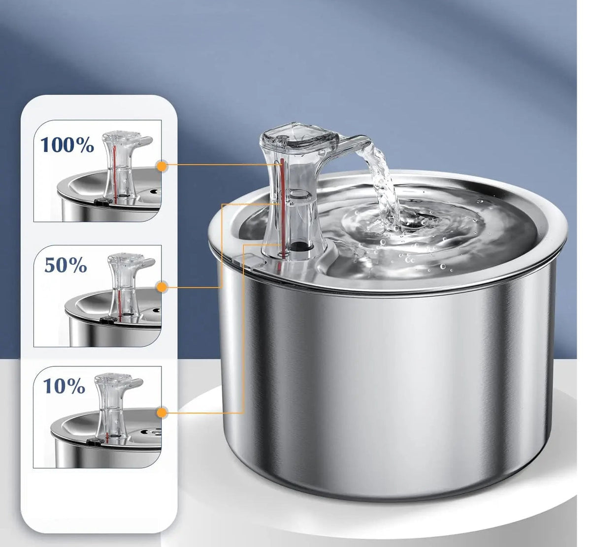 Stainless Steel Pet Water Fountain – 2L Automatic Dispenser with Optional Sensor & Heater