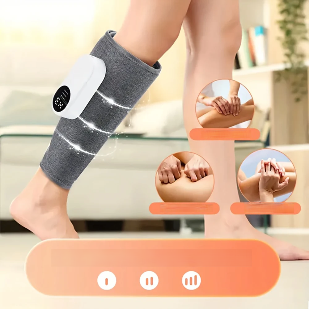 Rechargeable Electric Leg & Foot Massager – Calf Compression Wrap with Heat, Mesh & Linen Comfort, Ideal Holiday Gift