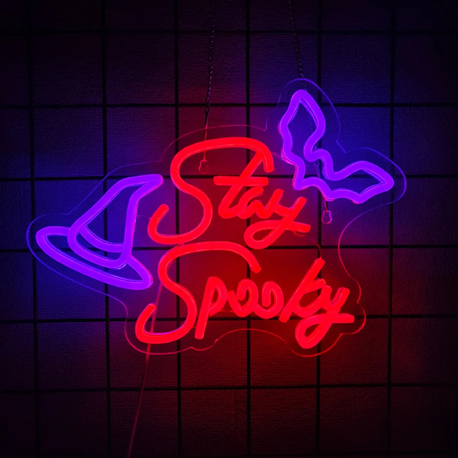 Halloween LED Neon Sign – LED Wall Neon with Bat Icons For Game Rooms, Bars, Spooky Decor