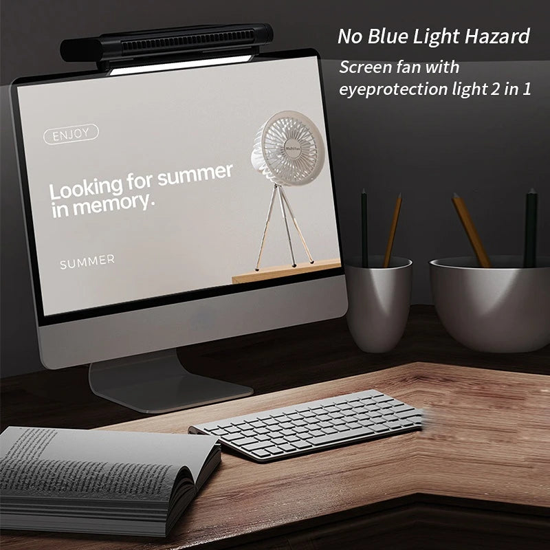 USB Bladeless Fan and Desktop Air Conditioner for Monitor Mount