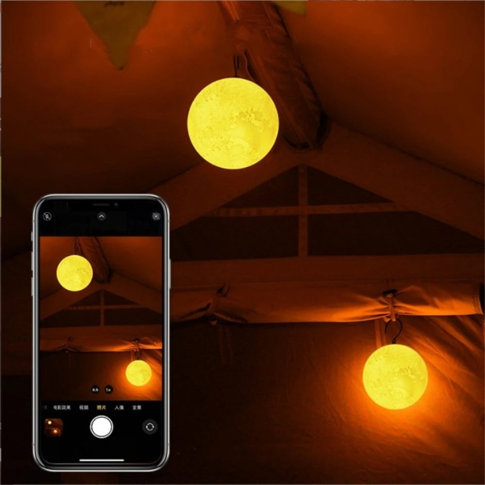 Portable Hanging Moon Lamp – Rechargeable Camping & Garden Atmosphere Light