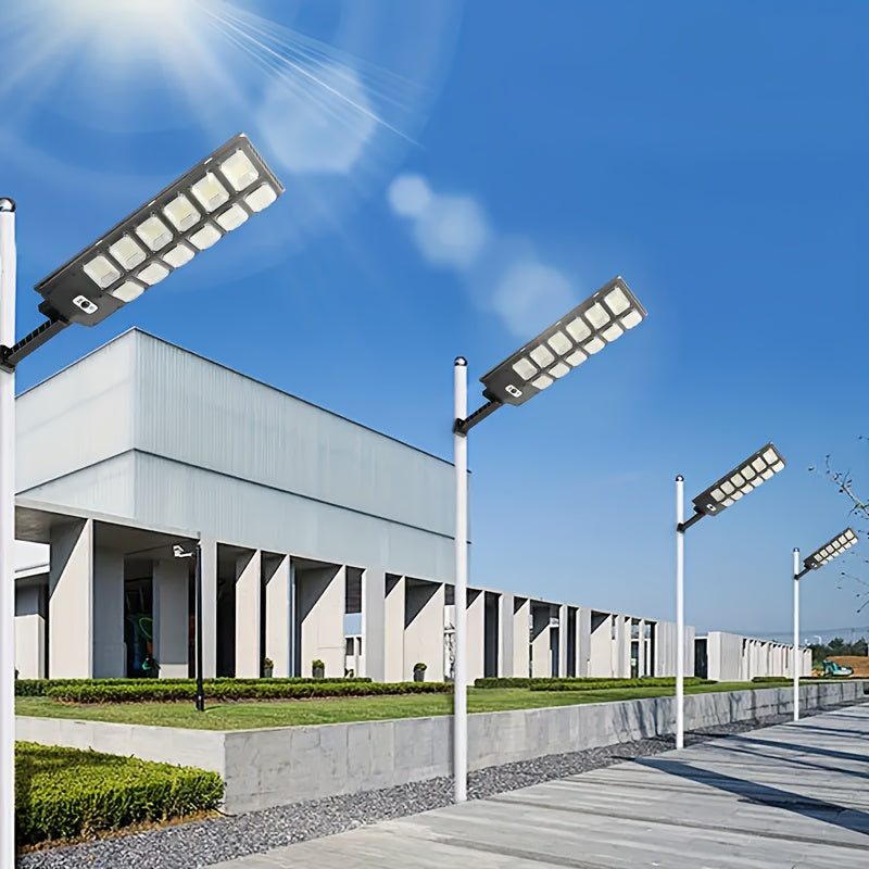 504-LED Solar Motion Sensor Light – Remote Control, 3 Lighting Modes + SOS Flash, Fold-Out Wall Bracket, Cool White