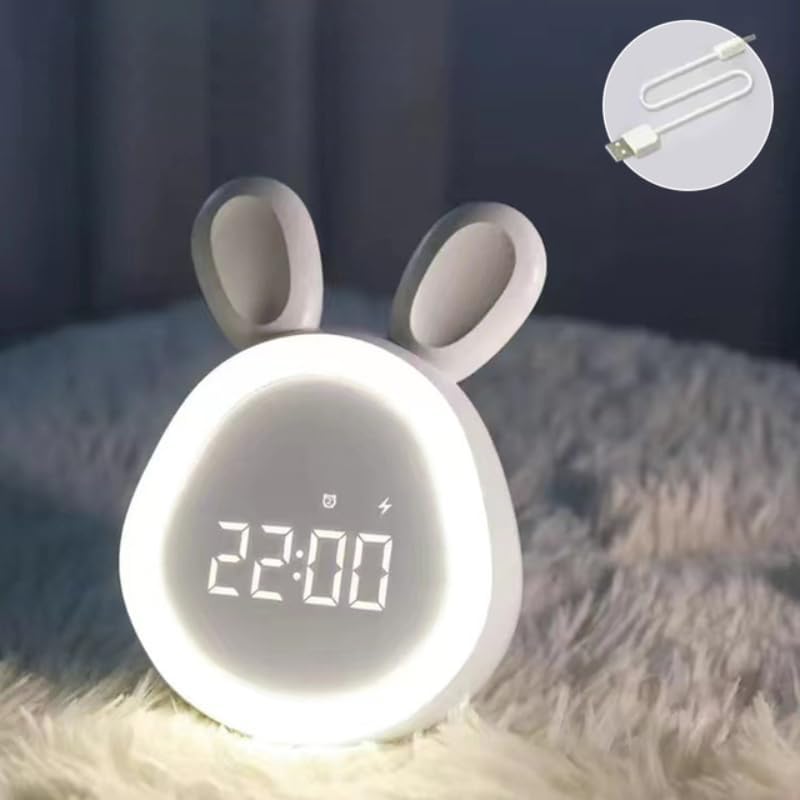 Rabbit Digital Alarm Clock – LED Night Light & Intelligent Wake-Up for Kids