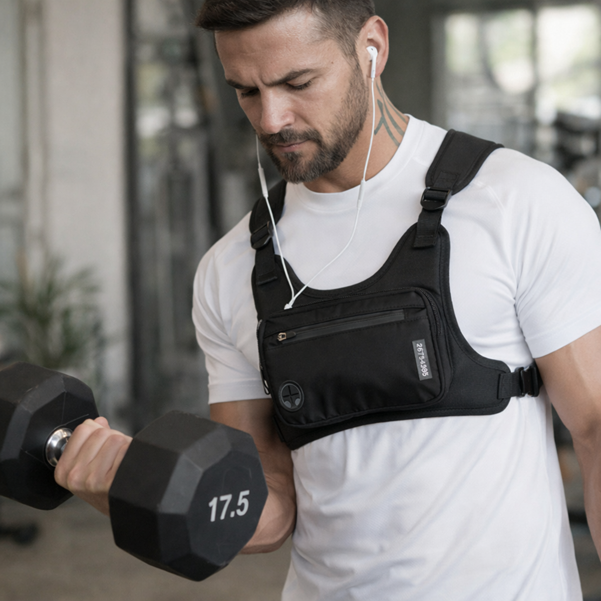 Reflective Tactical Chest Bag – Lightweight Adjustable Running Vest Backpack with Headphone Port, Multiple Pockets for Cycling, Hiking, Skiing and Outdoor Sports