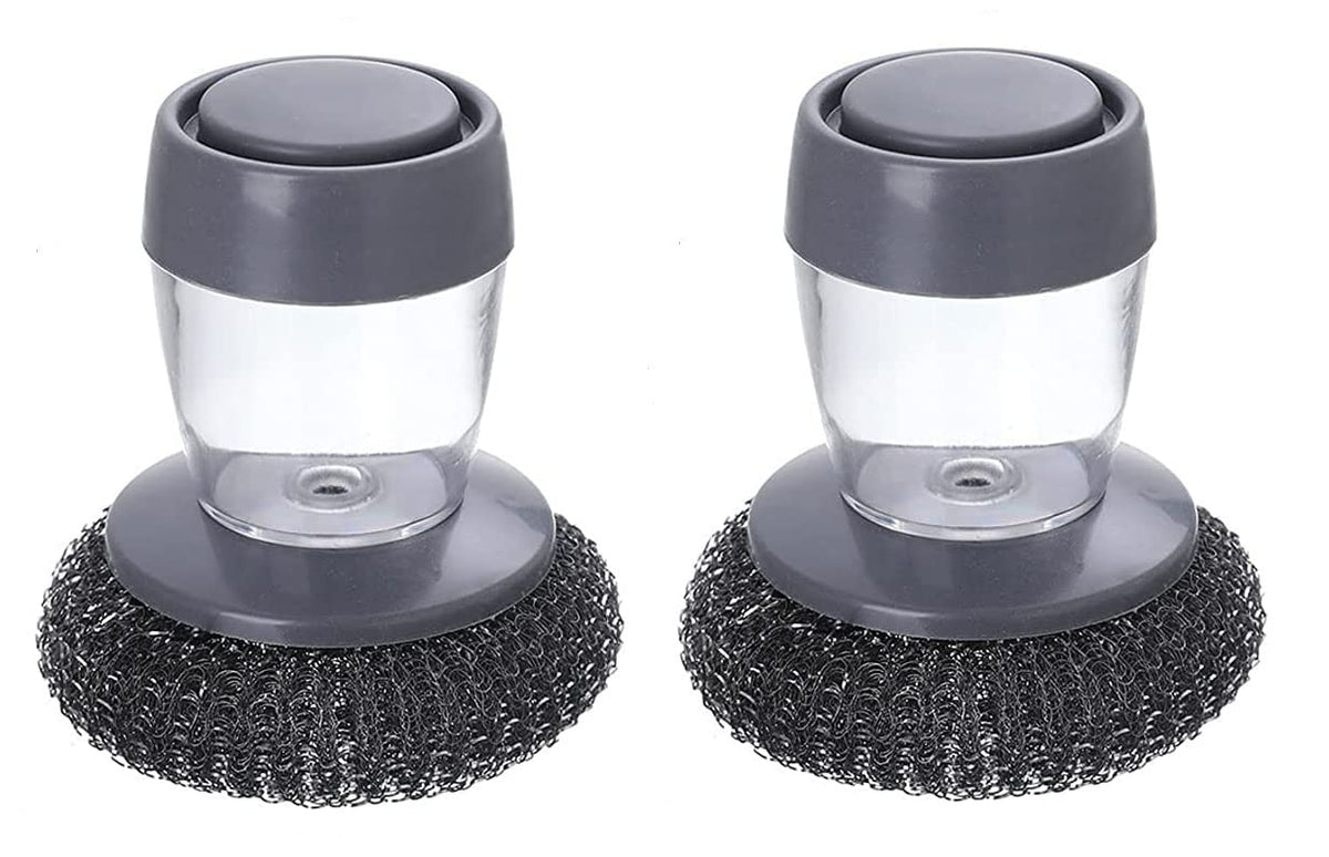 Bakeware Cleaning Brush – Heavy-Duty Steel Wire Sponge with Built-in Detergent Container for Effortless Pan & Utensil Scrubbing
