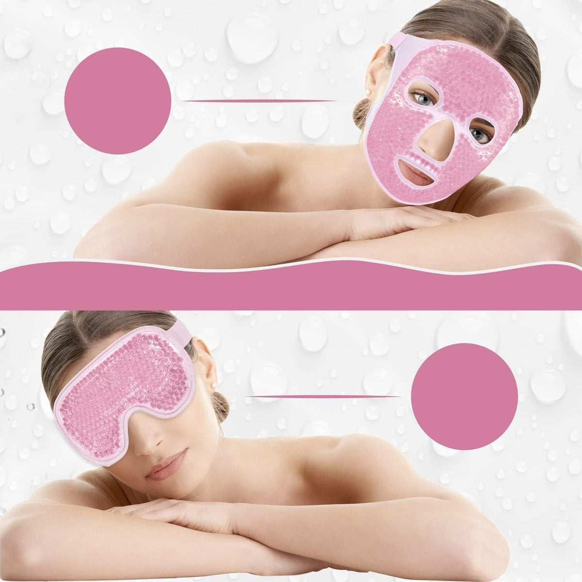Reusable Full Face Ice Mask – Cooling Compression Therapy for Puffiness, Migraines, Redness Relief & Post-Skincare Recovery