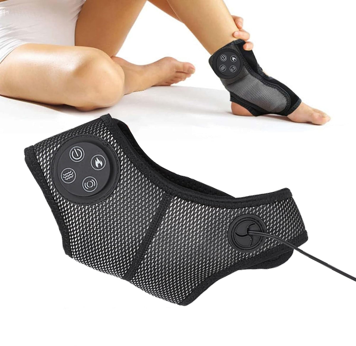 Smart Electric Foot & Ankle Massager – Heated Vibration Brace with Air Compression for Pain Relief and Deep Relaxation Therapy
