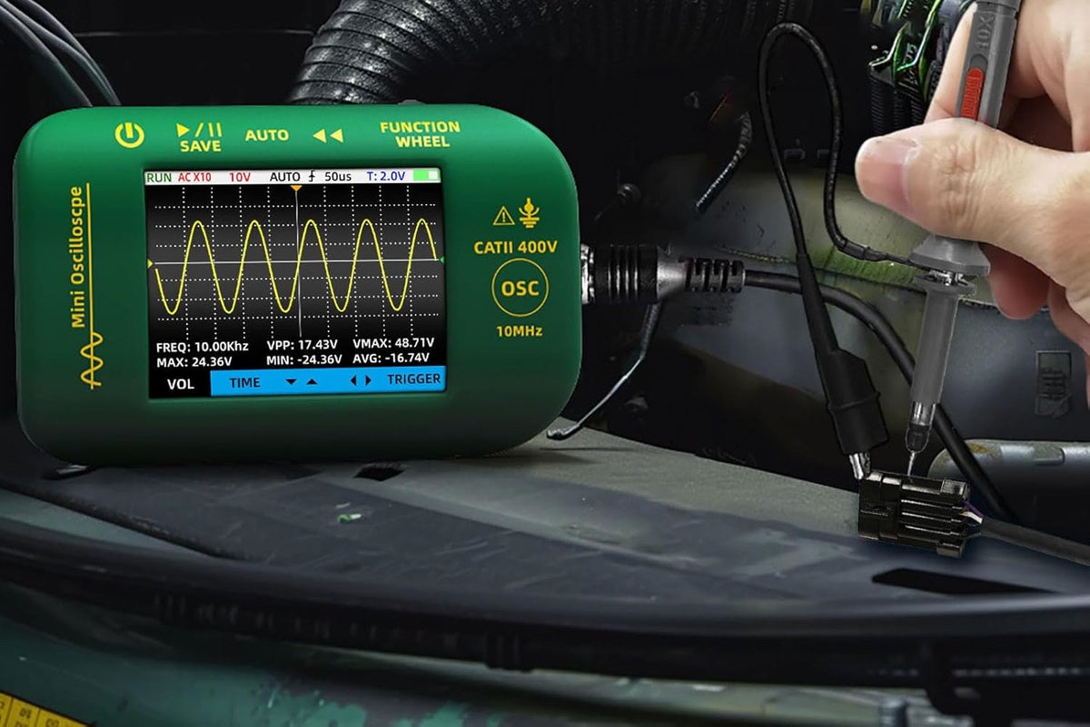 Handheld Digital Oscilloscope 10MHz – Portable USB Rechargeable Waveform Analyzer with 2.8in Display and Probe