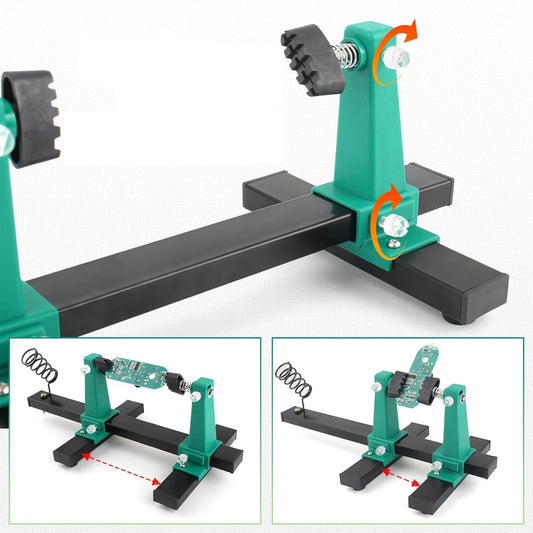 Adjustable PCB Holder 360° Rotation – Printed Circuit Board Soldering Clamp Stand Repair Tool 0-200/300MM