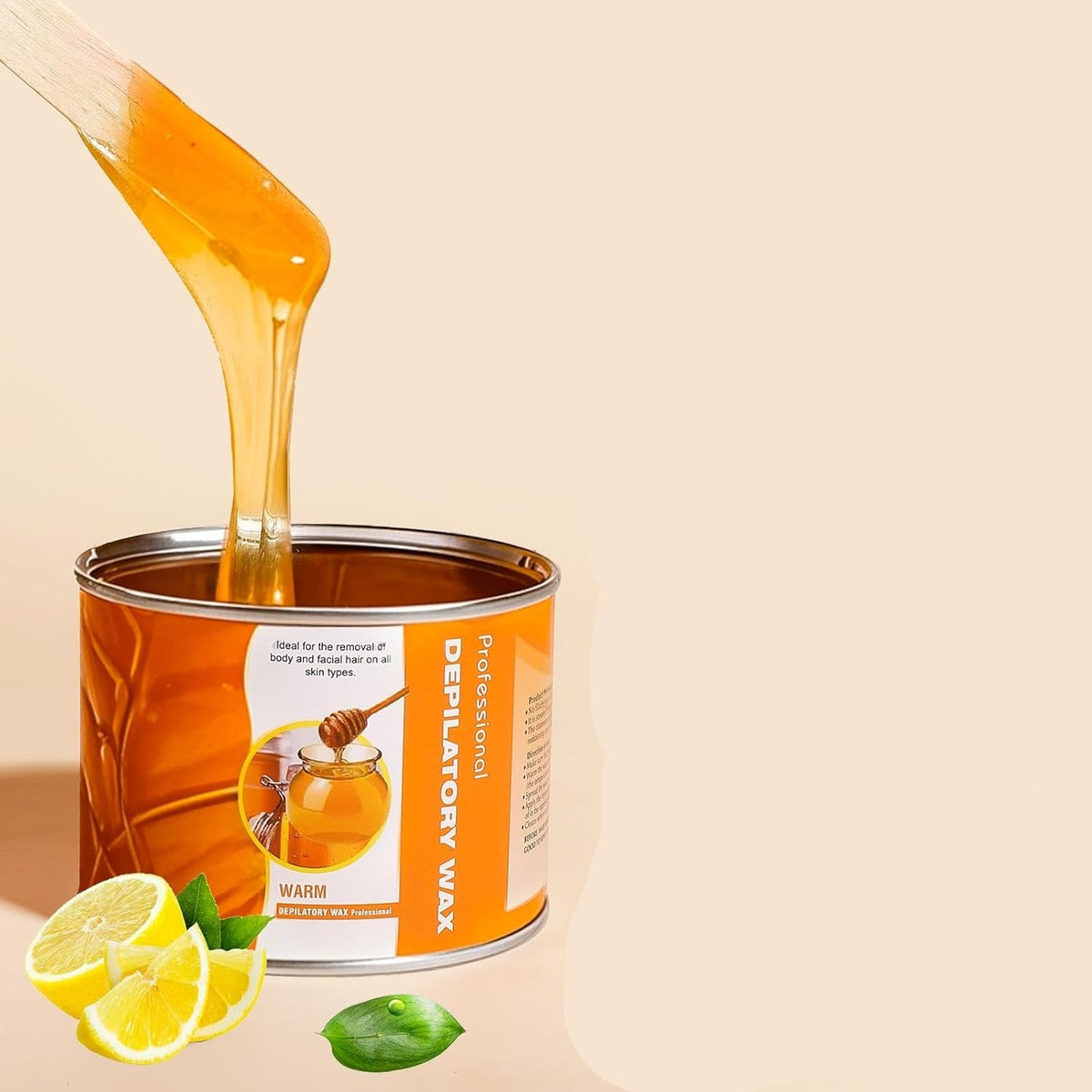 Organic Sugar Wax Hair Removal Kit – 17.6oz Natural Honey Formula Gentle on Sensitive Skin for Bikini, Arms, Legs, and Back