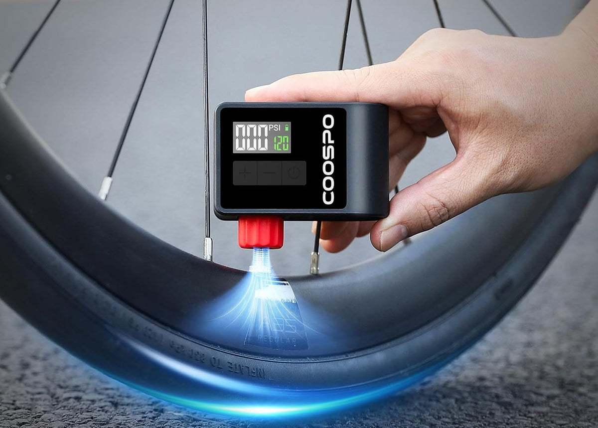 Mini Electric Bike Pump – Digital Inflator with 120PSI, Portable Rechargeable Air Compressor for Road, MTB, Schrader & Presta