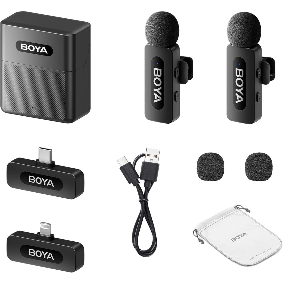 Wireless Lavalier Lapel Microphone – Rechargeable Noise-Cancelling Clip-On Mic for iPhone, Android, Camera, Live Streaming & Vlogging