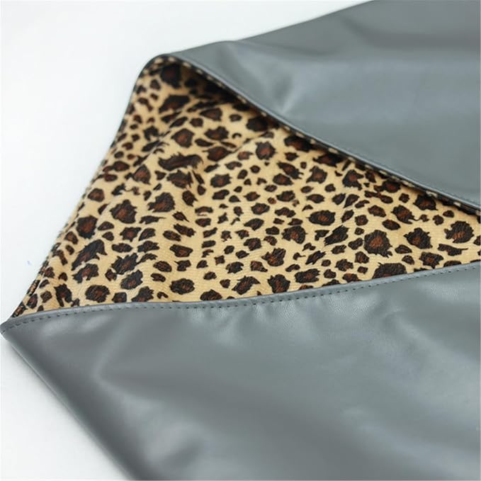 PU Leather and Leopard Bandana Headscarf – Handmade Hairscarf for Bold Style, Festival Wear & Artistic Statement Accessory
