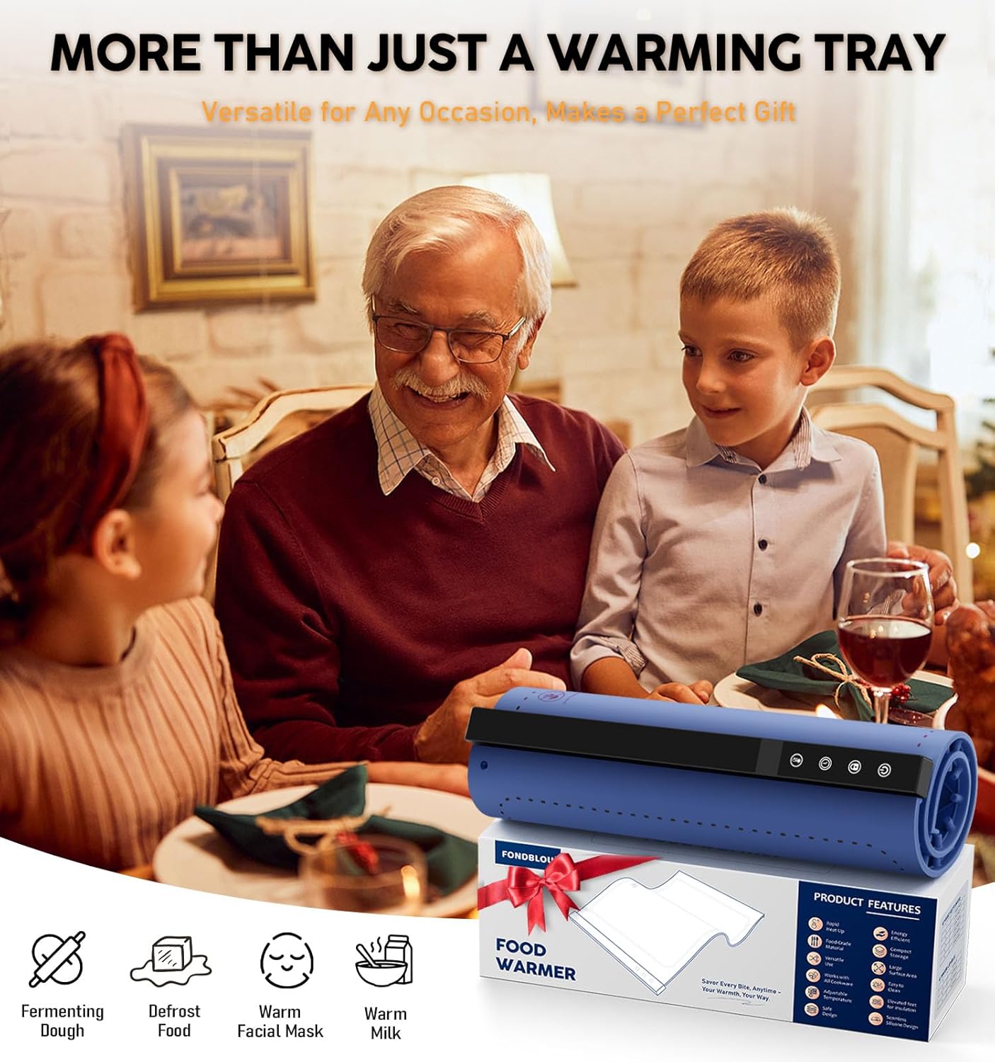 Christmas Sale Electric Warming Tray-Full Surface Heating,Rollable & Portable,6 Heat Settings 4 Timers Auto Off