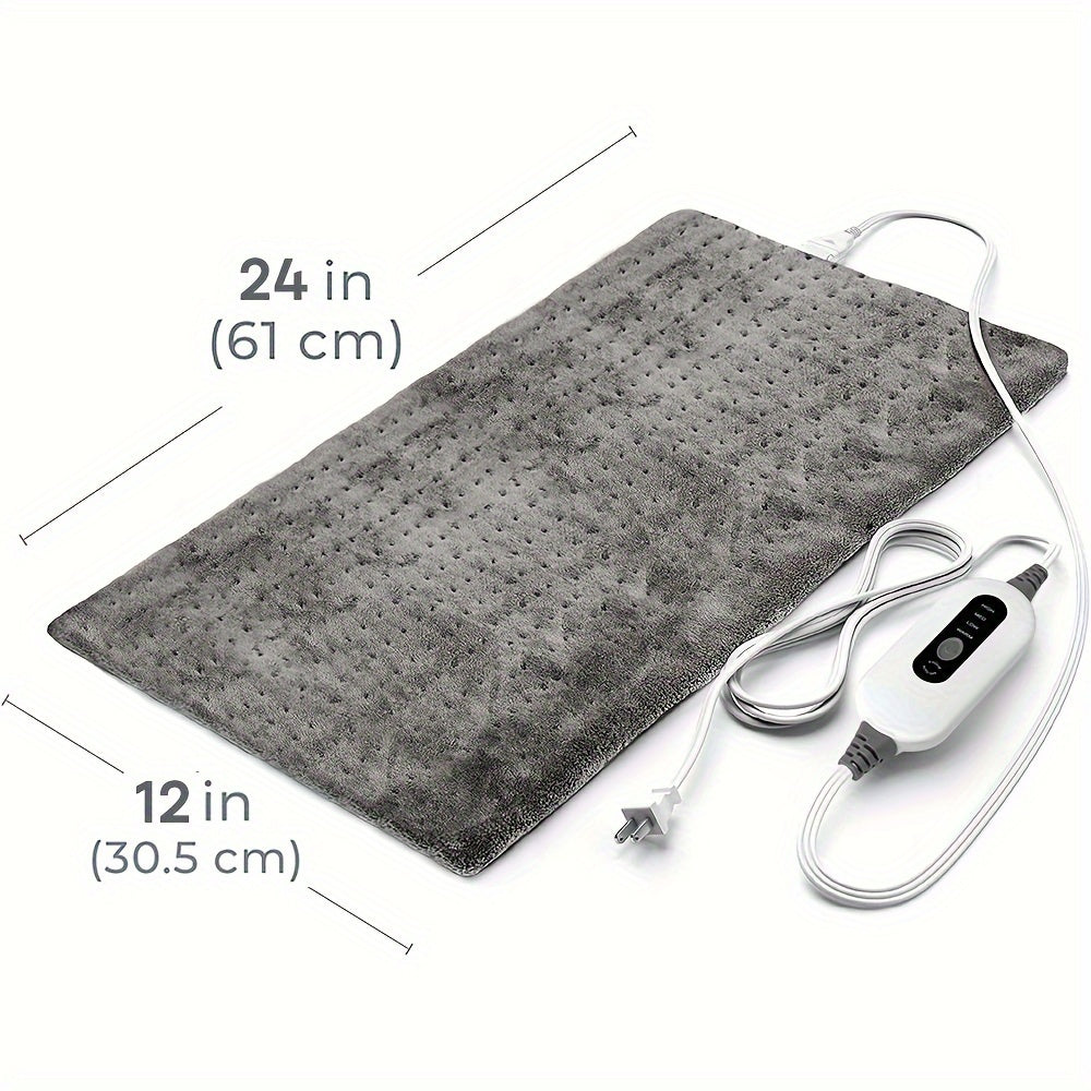 Soft Flannel Electric Heating Pad – 12”x24” Wrap with 4 Heat Settings, Auto Shut-Off, Fast Heating, Machine Washable for Full-Body Relief