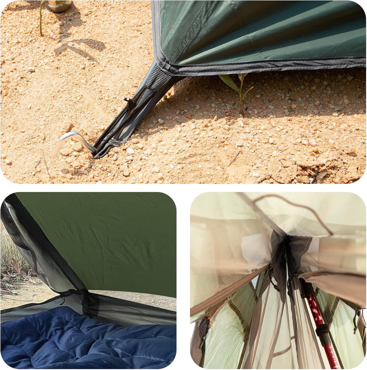 Airy Mesh Camping Tent – Lightweight Mosquito-Proof Inner Tent with Pole-Free Design, Single-Person Shelter for Hiking, Backpacking, and Outdoor Travel Comfort
