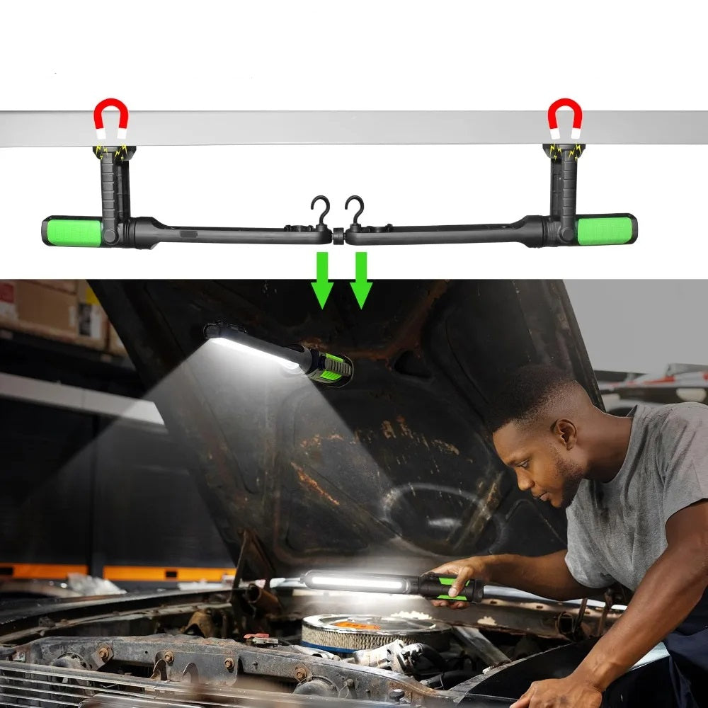 Rechargeable LED Work Light – 2400LM Underhood Magnetic Bar Lamp with Adjustable Brightness for Garage, Car Repair, and Workshop