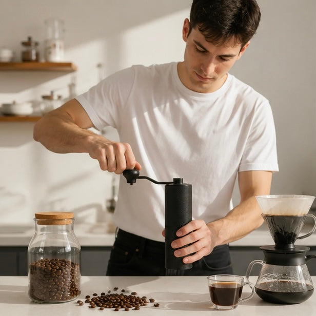 Manual Burr Coffee Grinder - Portable Adjustable Hand Coffee Mill with Precision Grinding for Fresh Espresso and Brewing