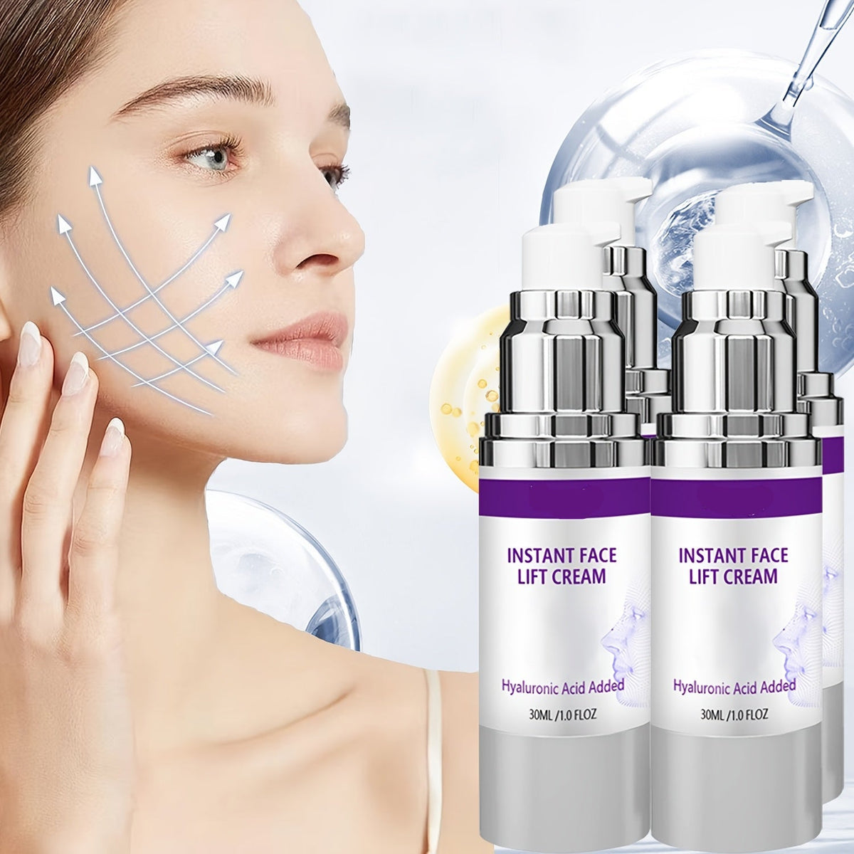 Facial Lifting Cream with Collagen, Retinol, and Hyaluronic Acid – Instant Firming, Tightening, Moisturizing Anti-Aging Cream for Smooth Skin Appearance