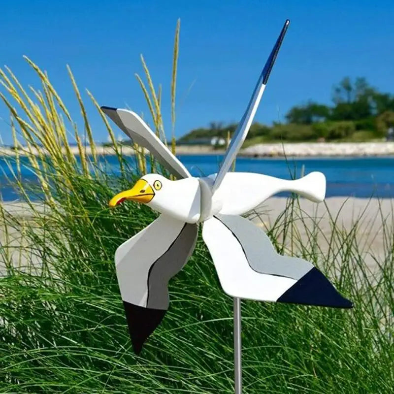Seagull Windmill Garden Ornament – Flying Bird Wind Spinner Decor for Outdoor Lawn, Patio, and Yard Decoration