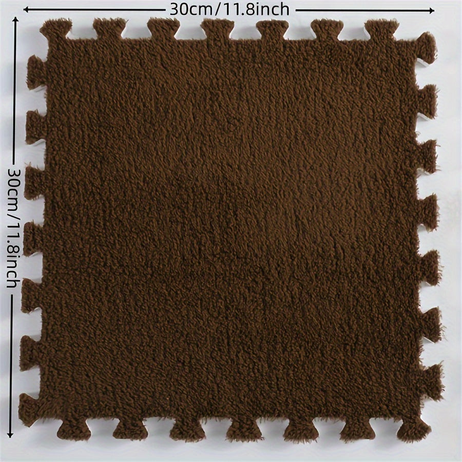 Plush Interlocking Carpet Tiles – 12 Foam Puzzle Mat Squares, 11.8 in, Hand-Washable