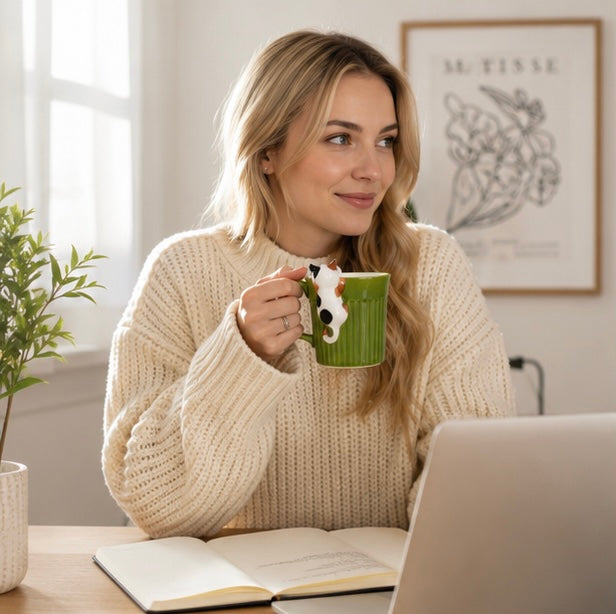 Cute Cat Ceramic Mug - Adorable Coffee Cup for Cat Lovers, Home Offices, Cafes and Unique Gift Giving