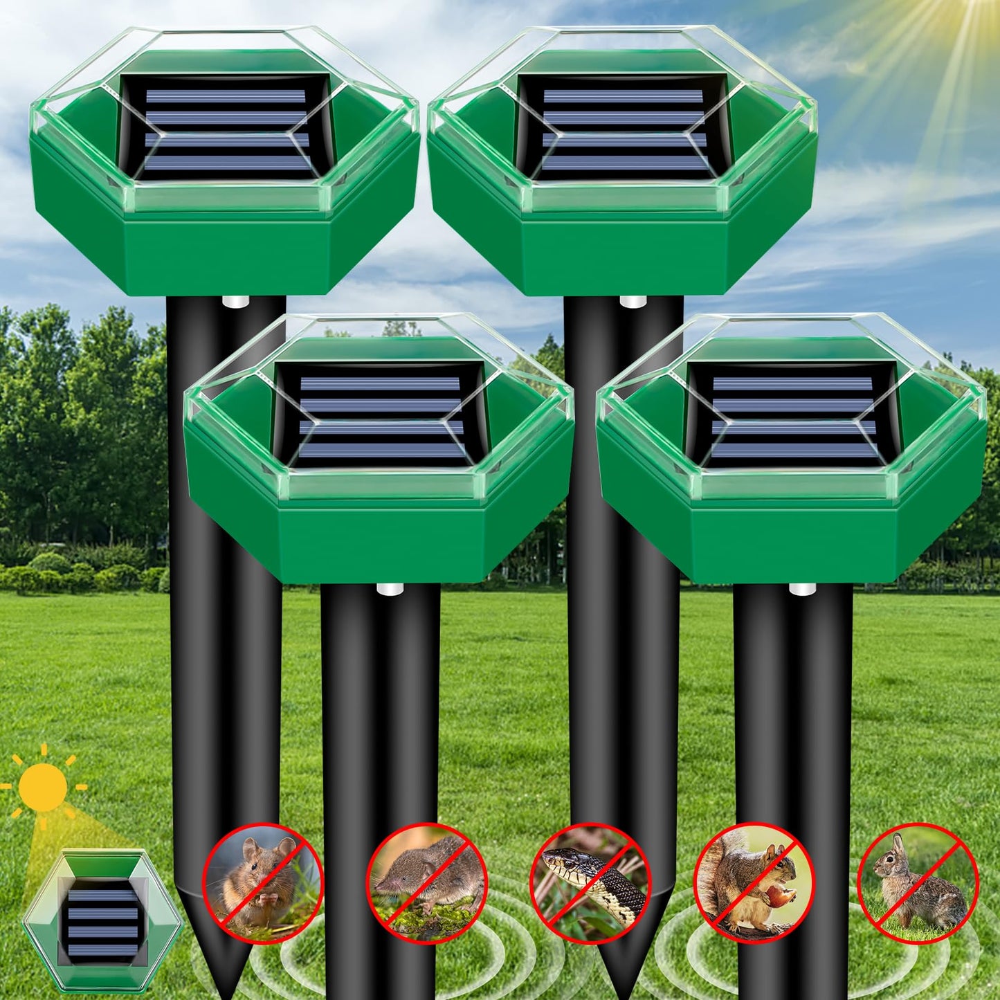 Ultrasonic Mole Repellent 4-Pack