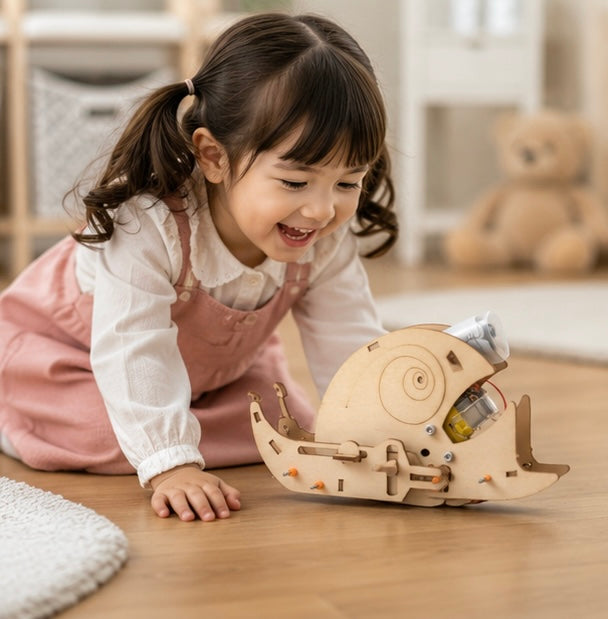 DIY Electric Snail Science Kit - Bionic STEM Experiment Toy with Motorized Movement, Educational Building Model for Kids Learning Physics Concepts